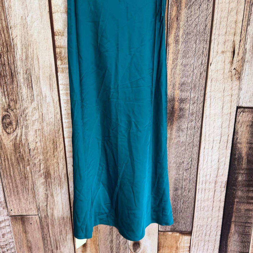 Abercrombie & Fitch Satin Slip Dress Teal Bias Cut Women Medium Petite NWT - Picture 4 of 8